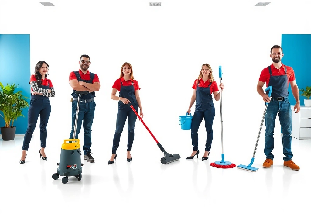 Professional cleaning team in action