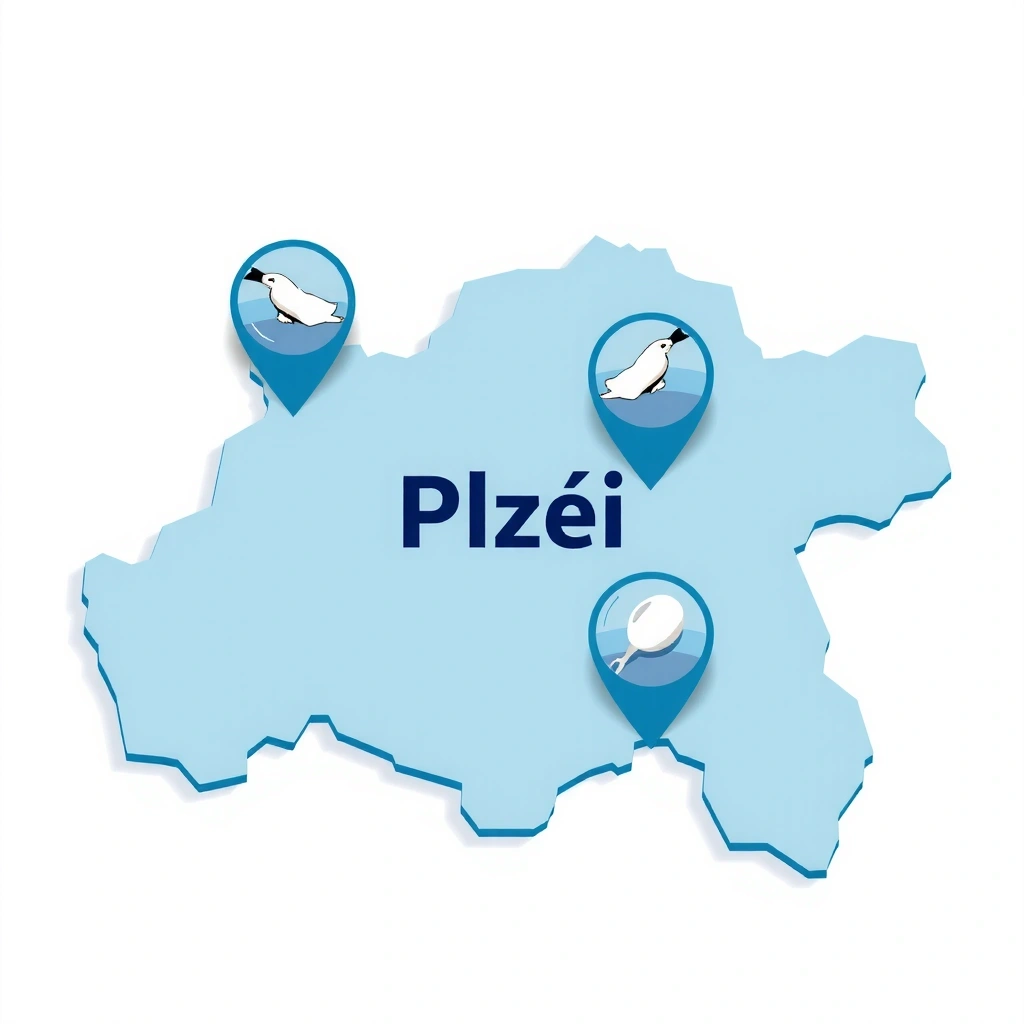Plzeň city service area map